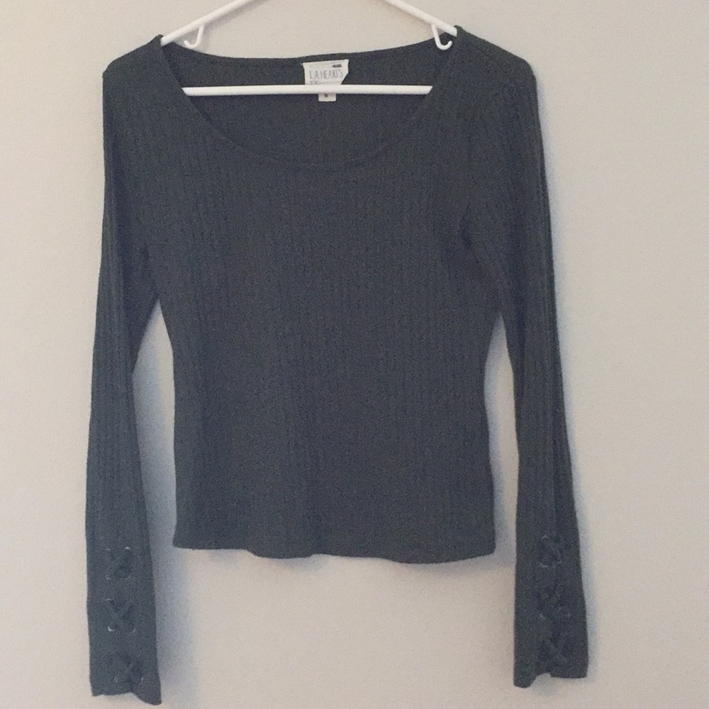Olive green lace up sleeve t